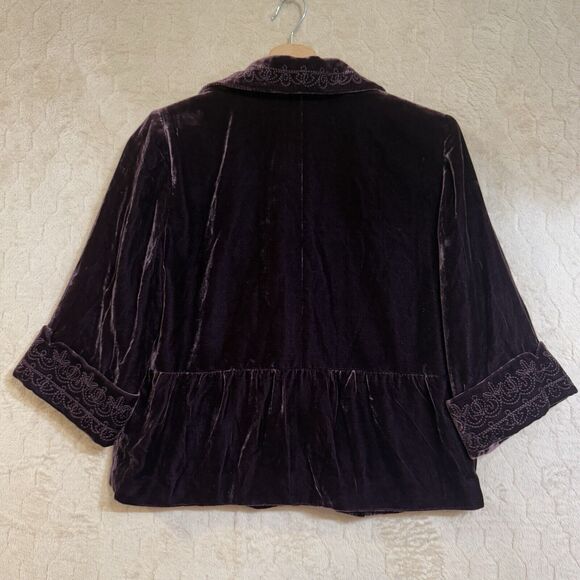 NWT TAHARI Velour Velvet Swing Jacket Blazer Sz 2 Embroidered Accents Purple$468 - Picture 15 of 16